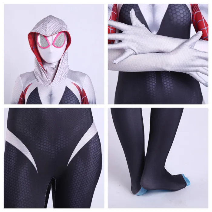 Ainclu Venom костюм паук Гвен Стэйси Человек-паук косплей костюм спандекс лайкра зентай для Хэллоуина женский паук герой костюм анти-Веном