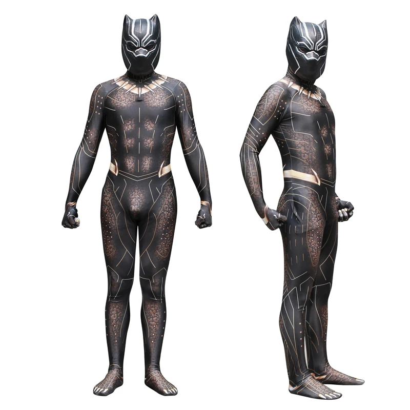 Черный Erik Killmonger Золотой ягуар Косплей Костюм Комбинезон Хэллоуин маска зентай |