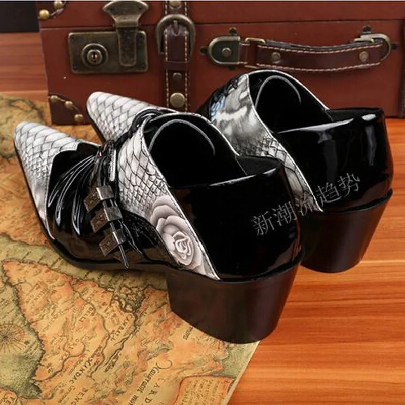 Горячие Продажи Zapatos Hombre Зебра Высота Увеличение Мужские Туфли Лакированной Кожи