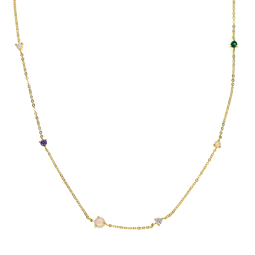 Женское Ожерелье Collier изящное ожерелье из серебра 925 пробы с опаловым цирконием