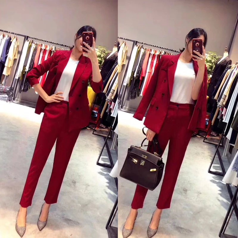 Весна и осень новый Тонкий OL профессиональный комбинезон костюм Дамский модный