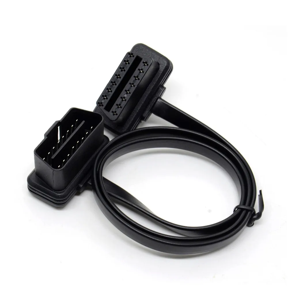 1 шт. плоский + тонкий как лапша OBDII OBD 2 OBD2 16-контактный ELM327 штекер-Двойной Женский