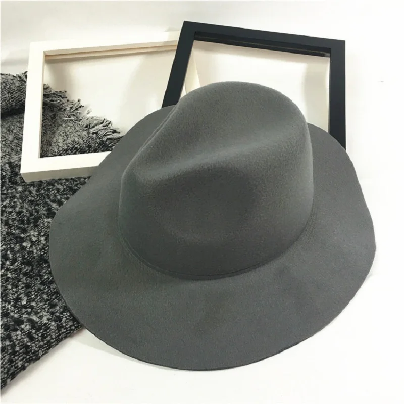 Модные шерстяные фетровые шляпы унисекс с волнистыми широкими полями стильная