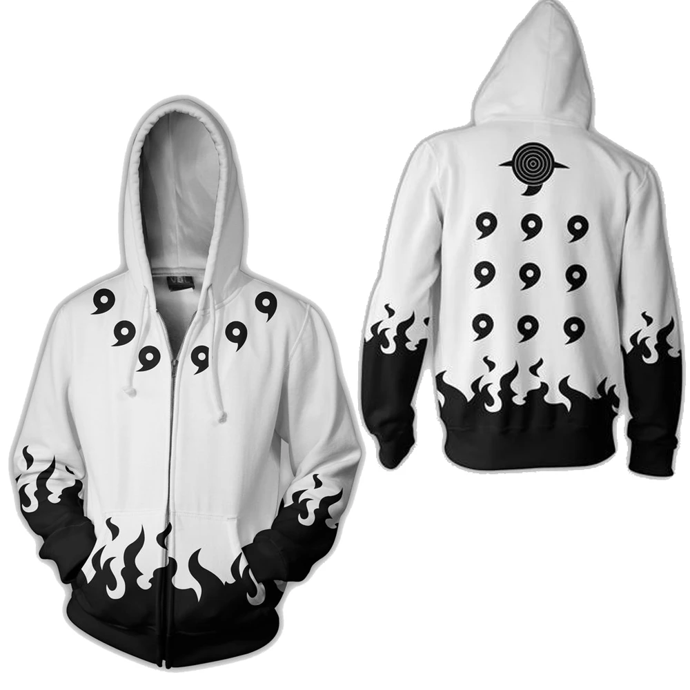

2018 new fashion Cool sweatshirt Hoodies Men women 3D print NARUTO white Black Red Loose hot Style Streetwear sleeve clothes