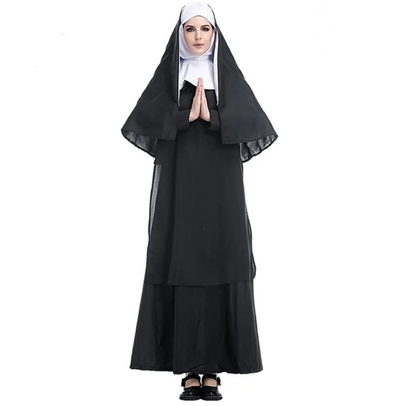 LQZ89171 Черный Для мужчин Иисус Миссионерский костюм Priest Кристиан костюмы Для женщин монахини драма Clergyman взрослых; карнавальное нарядное платье для девочек Костюмы для косплея - Цвет: LQZ89171