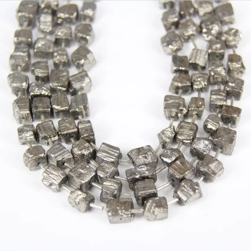 

Full Strand,25pcs/strands,Rough Titanium Silvery Iron Pyrite Cube Chips Loose Beads,Genuine Pyrite Stone Faceted Nugget Beads