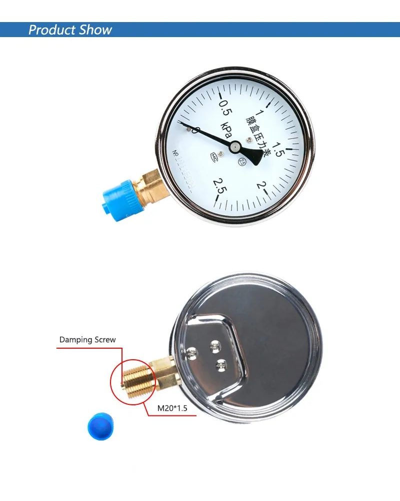 ELECALL YE-100 0-30KPA воздушная диафрагма давления gaugephophor бронзовая пленка коробка давления Калибровочная положительная измеритель давления
