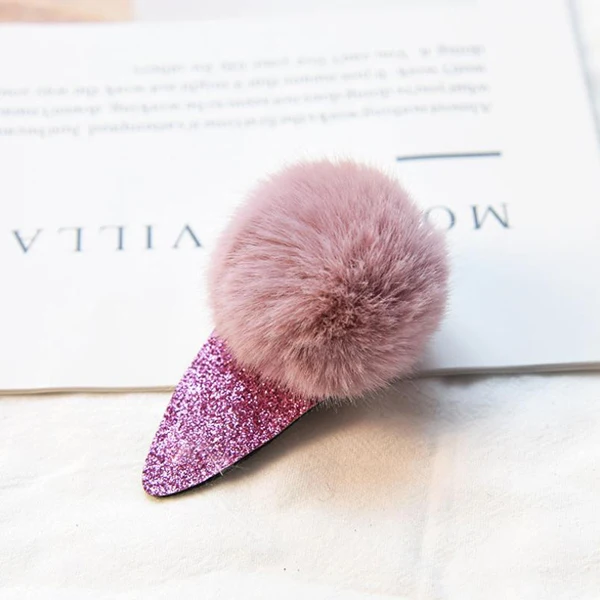 Purple Hairpins 1 шт Горячие Симпатичные Детские Плюшевые головной убор большая плюшевая заколка для волос шарик девушки эластичная резинка Твердые заколки красочные аксессуары для волос - Цвет: Purple Hairpins