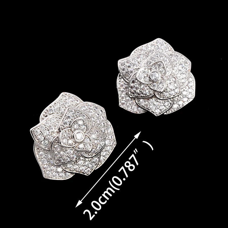 Дизайн Роскошные розы brincos, можно носить с Micro Pave Цирконий Камелия Стад Серьги CC для Для женщин свадебные серьги, ювелирные изделия