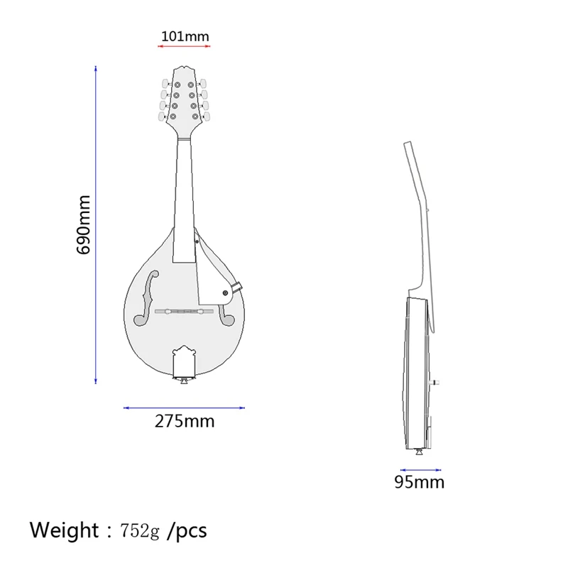 8-струнной липа Мандолины музыкальный инструмент с палисандр Сталь строка