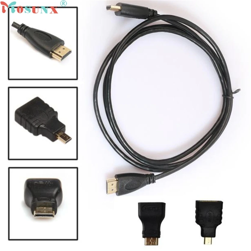 Mosunx 0 5 м/1 м/2 м/3 м/5 м/10 м 3в1 HDMI в HDMI/Mini/микро адаптер кабель комплект HD для планшетных