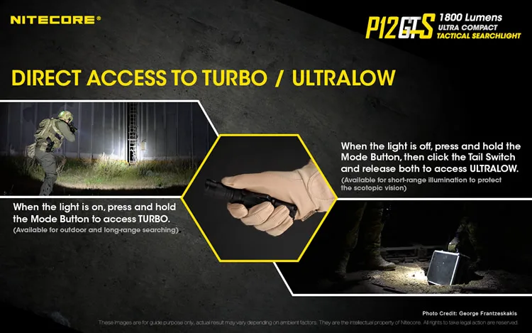NITECORE P12GTS 1800 люмен CREE светодиодный ультра компактный тактический фонарь Перезаряжаемый 18650 аккумулятор для кемпинга, охоты, рыбалки, альпинизма