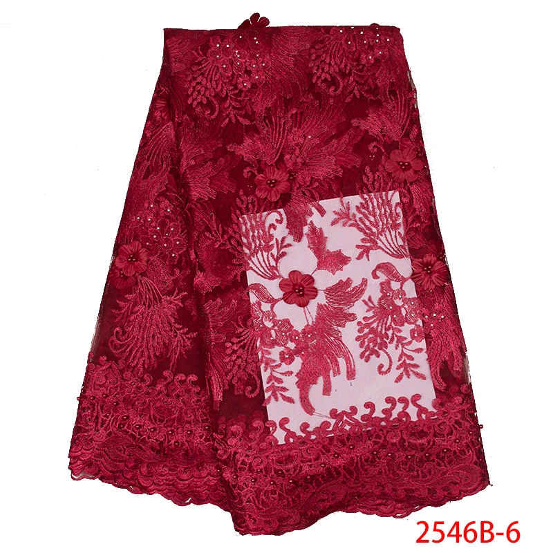French Lace Fabric 3D Applique Embroidered African Nigerian Tulle Net with Stones for Wedding KS2546B-3 | Аксессуары для одежды