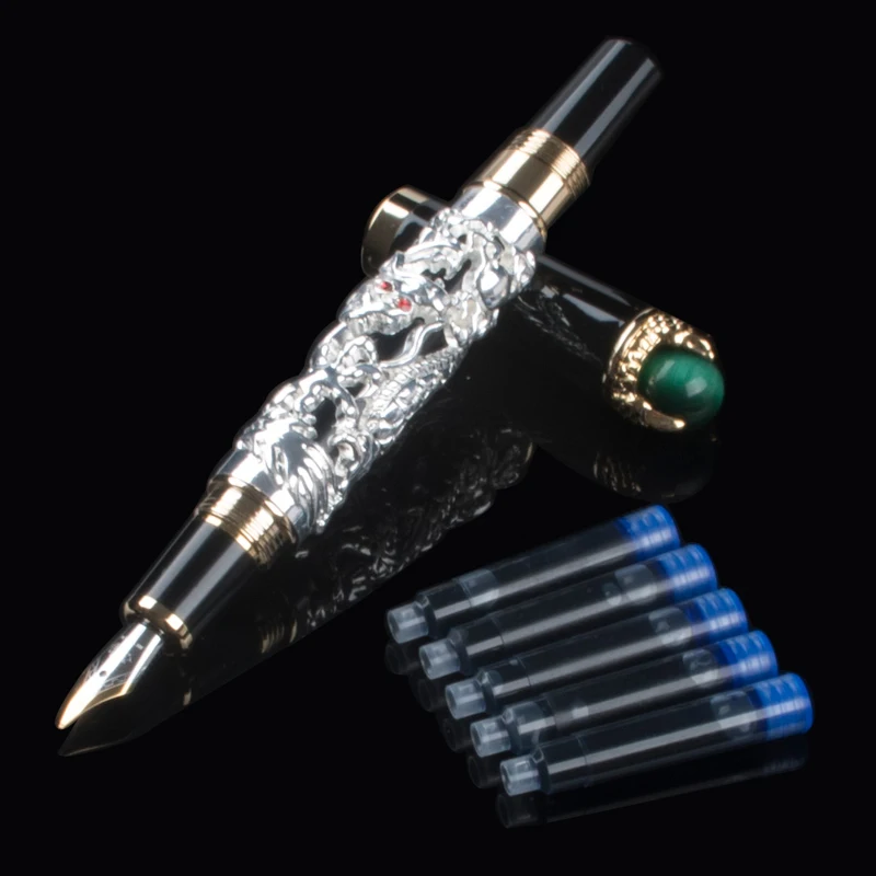 

Luxury Gift Pen Jinhao 3D Dragon fountain pen 0.5mm ink pen metal writing pens dolma kalem caneta tinteiro Stationery 1056