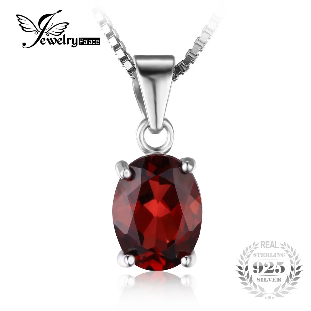 JewelryPalac Овальный 2.5ct Природный Красный Гранат Камень Пасьянс Подвеска