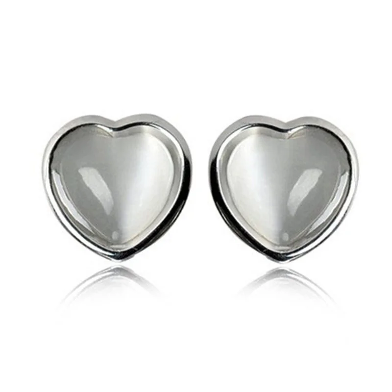 Серьги-гвоздики из чистого серебра 100% пробы с агатом и сердцем 925 | Украшения