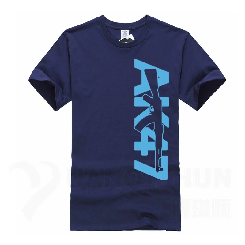 NavyBlue 2 Boutique Men Tops Tees Summer Fashion New AK47 Printed T Shirt Short Sleeve Men AK 47 Rifle Gun Personalized T Shirts 3XL - Цвет: NavyBlue 2