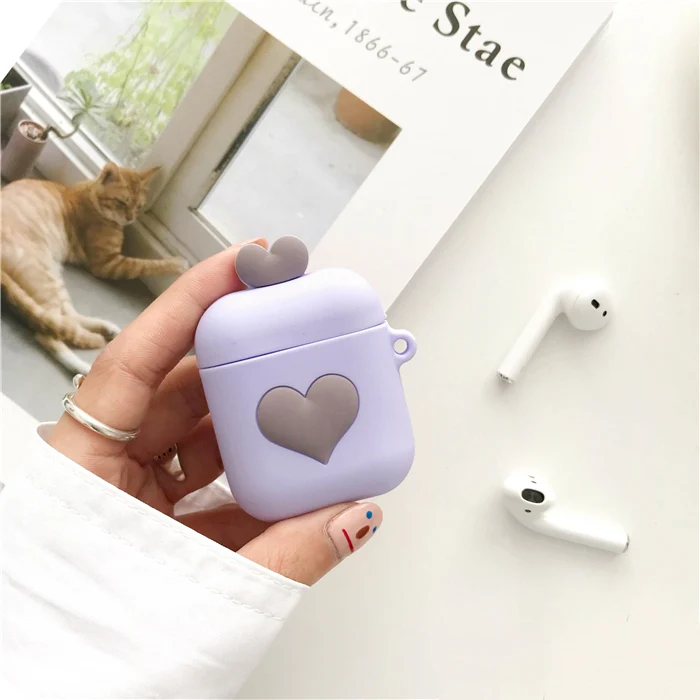 Силиконовый чехол с милым сердечком для Apple Airpods, защитный чехол, Bluetooth, беспроводной чехол для наушников, чехол для зарядки