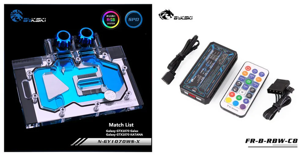 Controller(5V AURA) Bykski N-GY1070WS-X полный охват GPU водяной блок для VGA Galax GTX1070 Galax/катана видеокарта водяного охлаждения - Цвет лезвия: Controller(5V AURA)