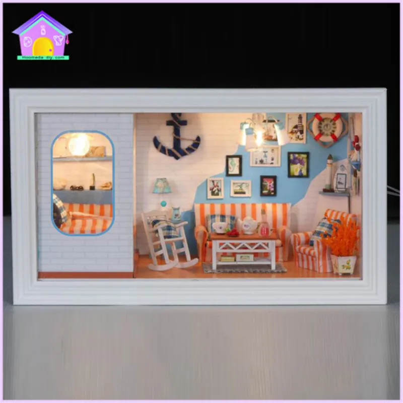 Hoomeda миниатюрный деревянный кукольный дом с мебели DIY, игрушки для детей, подарок на день рождения, праздничный дом 13810