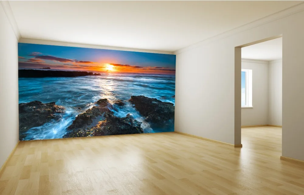 

[Self-Adhesive] 3D Sea View Sunrise Painting 2 Wall Paper mural Wall Print Decal Wall Murals
