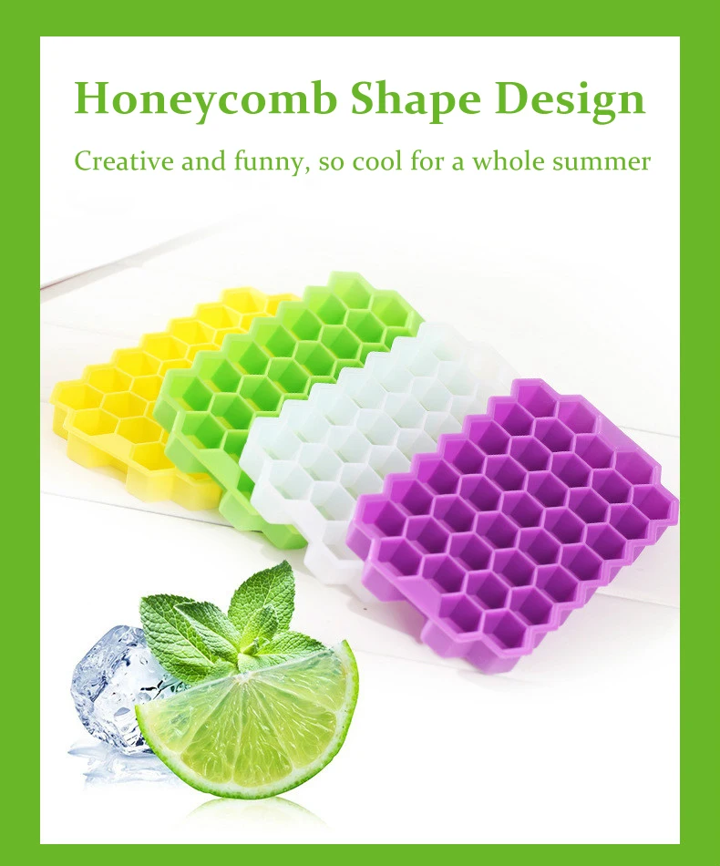 Honeycomb Shape Ice with Cover 37 Cubes Ice Tray Mold Storage Containers ice tray mold Kitchen Accessories GYH