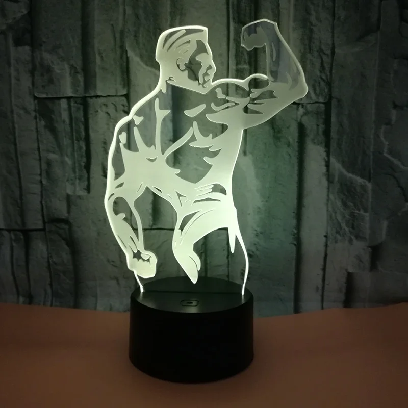 Модная модель мужской мышцы светодиодный RGB 3D ночной Светильник с дистанционным