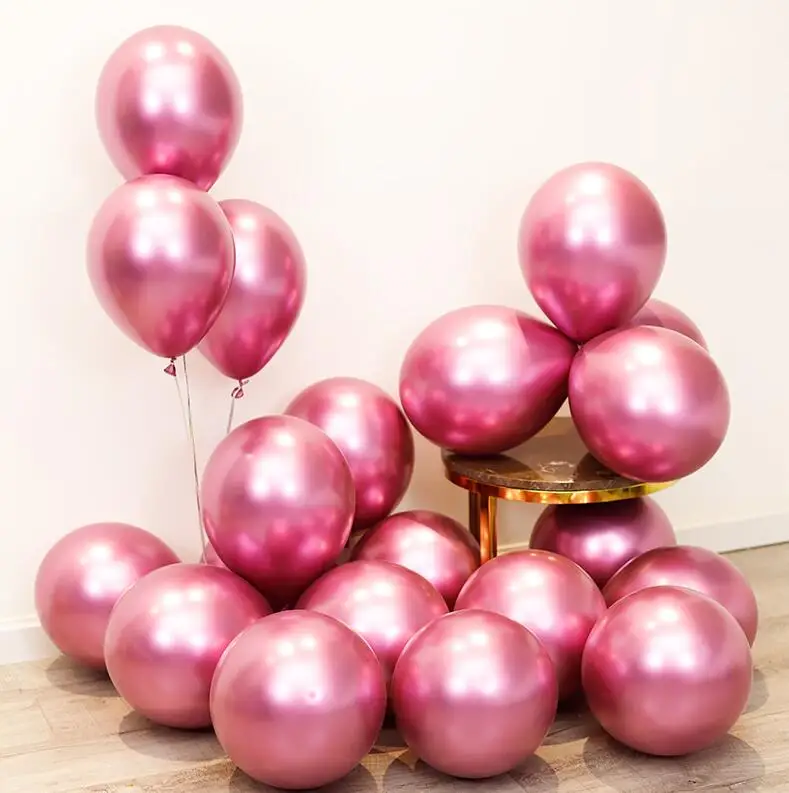 Rose 10 шт 12 дюймовые металлические шары золотые, серебряные, красные, винные, фиолетовые круглые шары из латекса для детского дня рождения, свадьбы, вечеринки, украшения для детей - Цвет: Rose