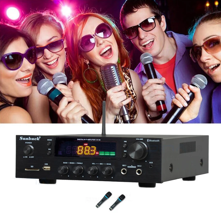Бриз аудио sunbuck AV 80 караоке Bluetooth усилитель мощности fm-радио usb sd высокой мощности 150 Вт+ 150 Вт профессиональный усилитель