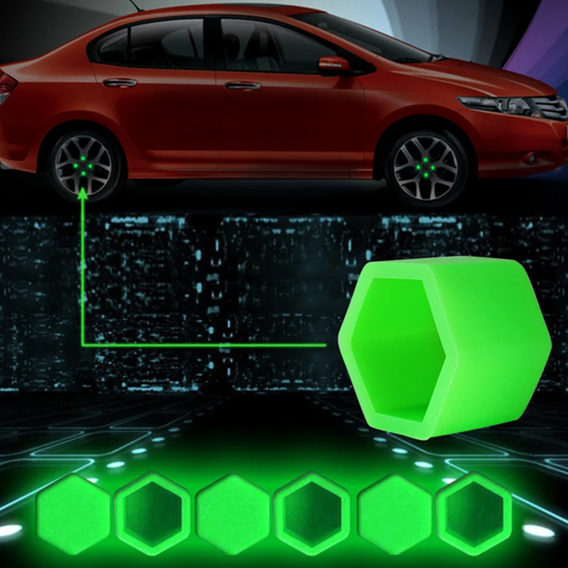 20 штук световой зеленый 2" силиконовые авто ступица винта крышку выступ защитные колпачки автомобиля Интимные аксессуары