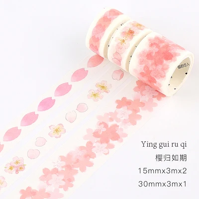 ying gui ru qi 3 шт./компл. Kawaii Сакура васи лента декоративная клейкая лента пуля журнал Скрапбукинг DIY Стикеры милый - Цвет: ying gui ru qi