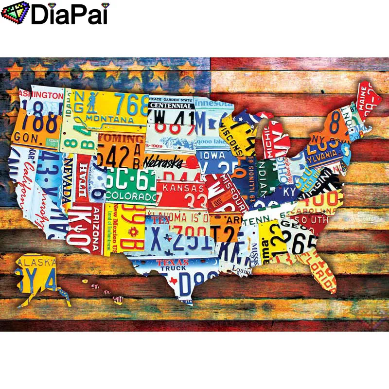 

DIAPAI 5D DIY Diamond Painting 100% Full Square/Round Drill "Banner map" Diamond Embroidery Cross Stitch 3D Decor A21729