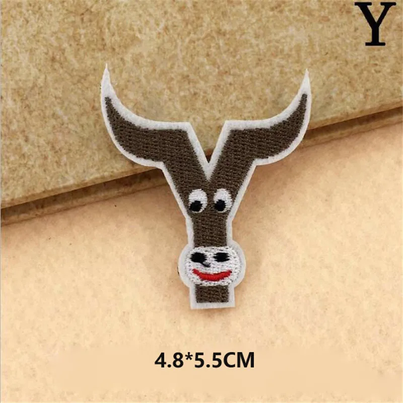 A-Z English letters patches Animal shape iron On Or Sew Fabric Sticker For Clothes Badge Embroidered Appliques DIY for kids | Дом и сад