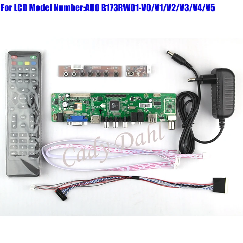 HDMI CVBS РФ USB VGA Аудио Видео ТВ плате контроллера + 40 P кабель lvds Наборы для B173RW01 V1/ v2/V3