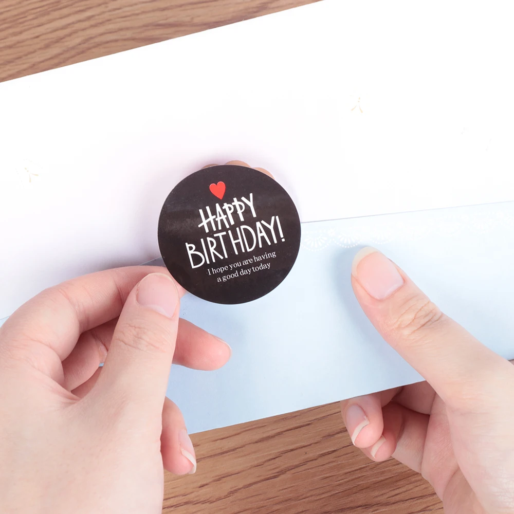 5 листов черный белый круговой серии С Днем Рождения Печать Упаковка наклеек