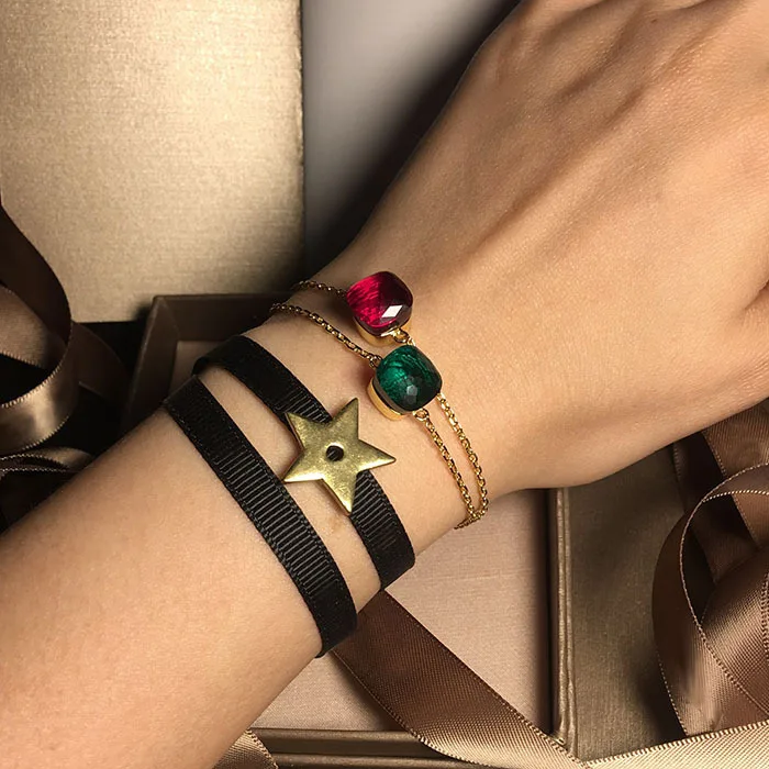 История яркого цвета хрустальные Титан Сталь браслет Для женщин семь Цвет с