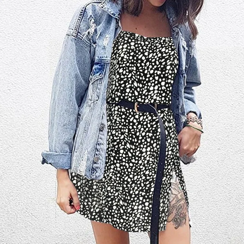 2019 Холтер сексуальный винтажный Леопардовый принт женское пляжное платье слинг