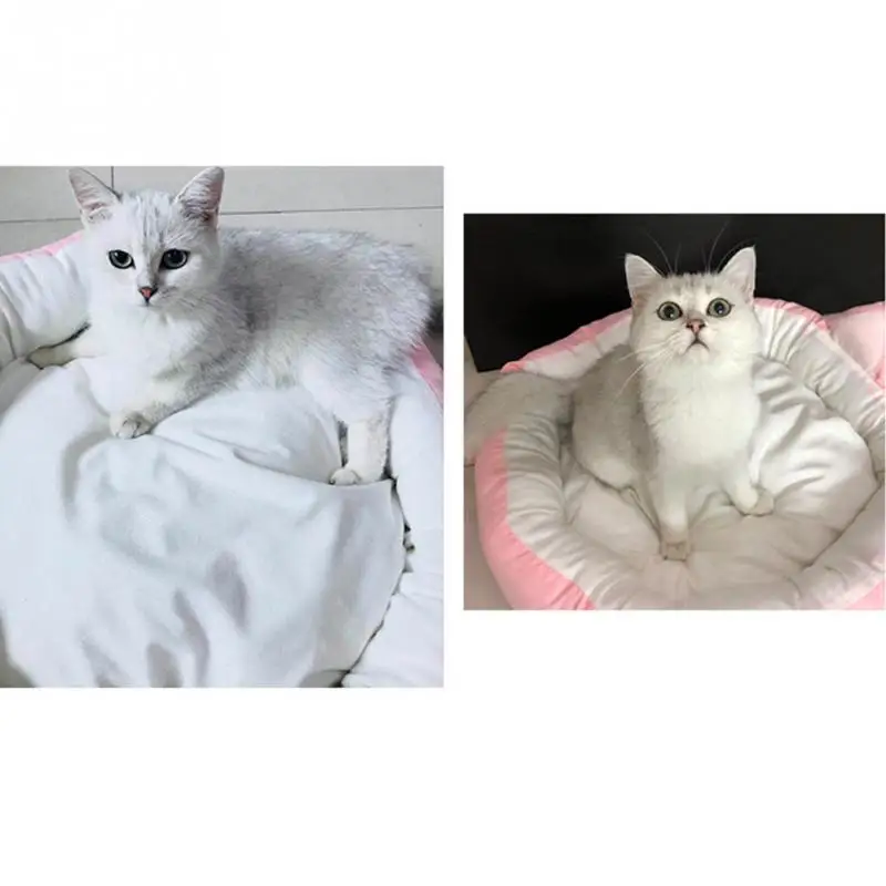 Лидер продаж! Зимнее теплое плюшевое гнездо для котят, круглые питомники, кошачьи ушки, мягкая кровать для домашних животных, собаки, розовый, серый цвет, высокое качество, размеры s, m, l