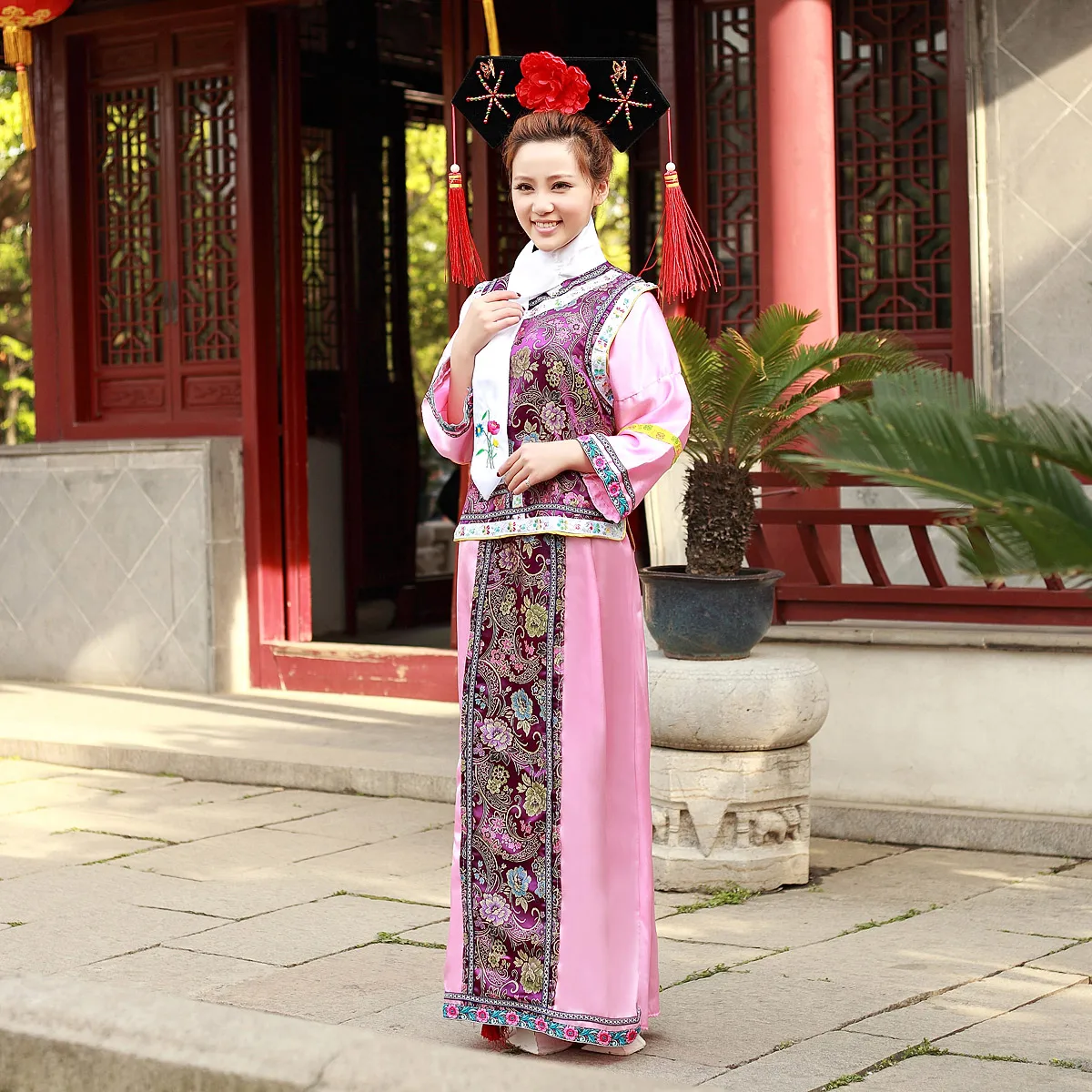 Костюм принцессы династии Qing Hanfu винтажная Женская одежда для косплея китайские