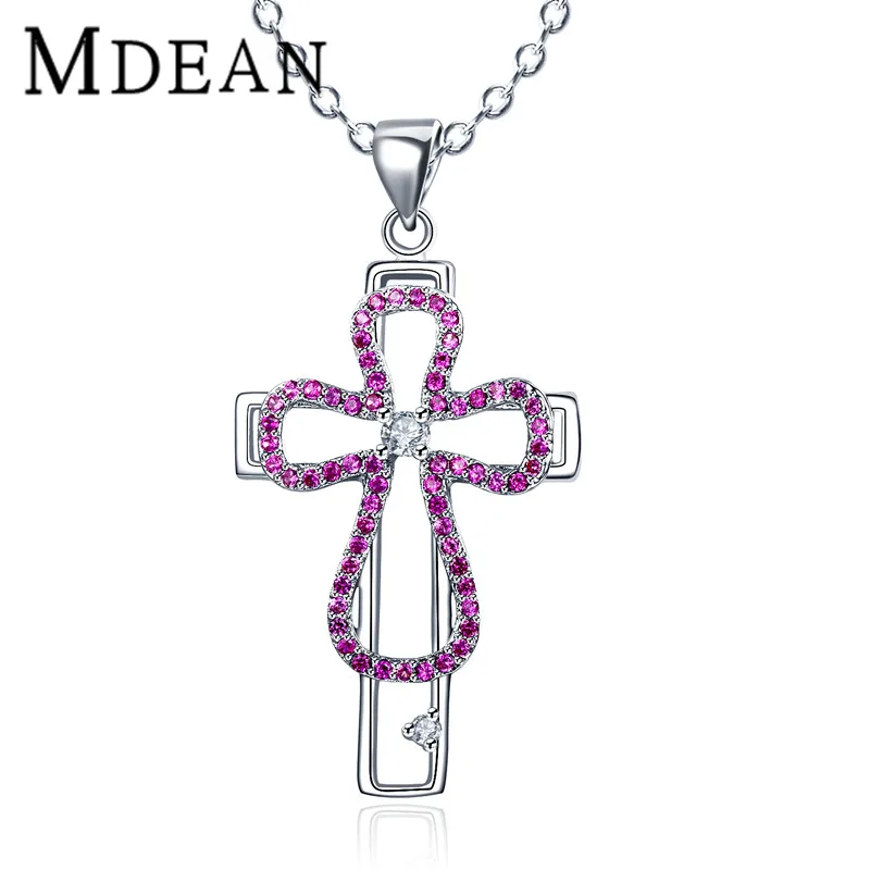 MDEAN White Gold Color Jewelry AAA Zircon Fashion Wedding Necklace Pendants For Women MSN039 | Украшения и аксессуары