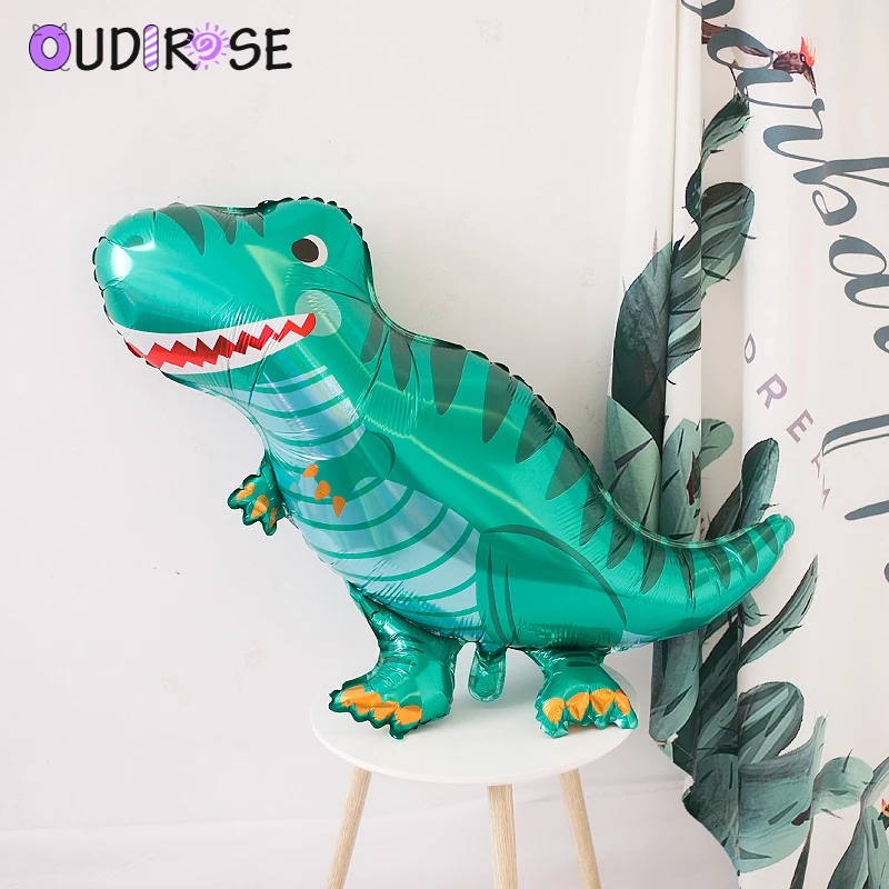 OUDIROSE 1 Pcs Dinosaur Balloons Walking Round Foil Cartoon Dragon Happy Birthday Party Decor Kids Toys | Дом и сад