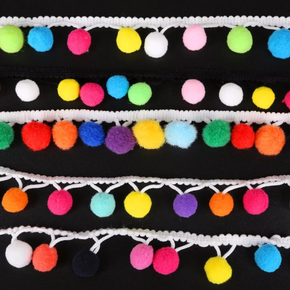 Шаровая лента с бахромой Ширина 20 мм Микс милый помпон аксессуары для шитья