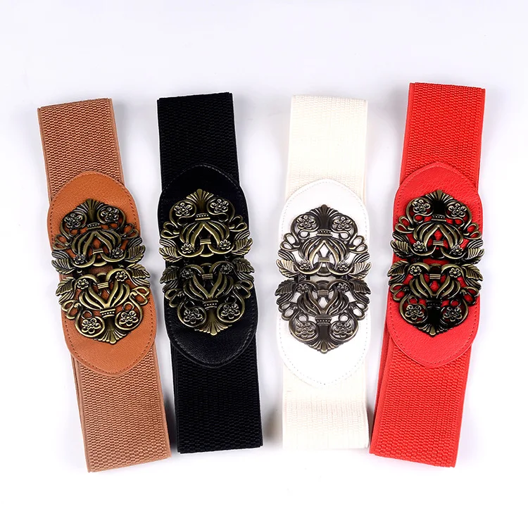 Gours Dress Cummerbunds Women's PU Leather Waist Belts Wide Elastic Girdle Strap Fashion Bohemian Retro Style New Arrival PDL053 |