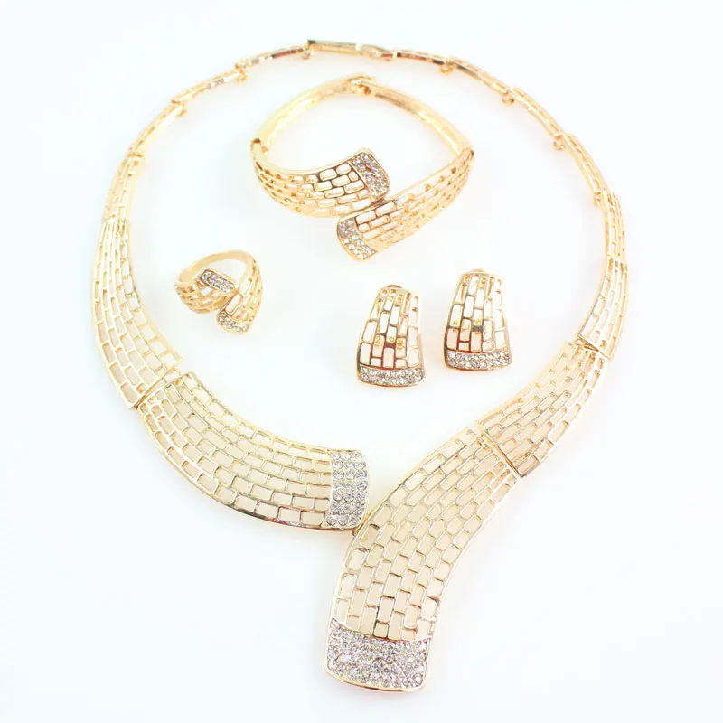 Горячая Распродажа африканские бусы ювелирные наборы свадебные Золотые