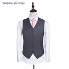 Классический стиль, серый свадебный жилет, костюм для шафера, жилет для жениха на 5 пуговицах, деловой костюм, мужской костюм (брюки + жилет)
