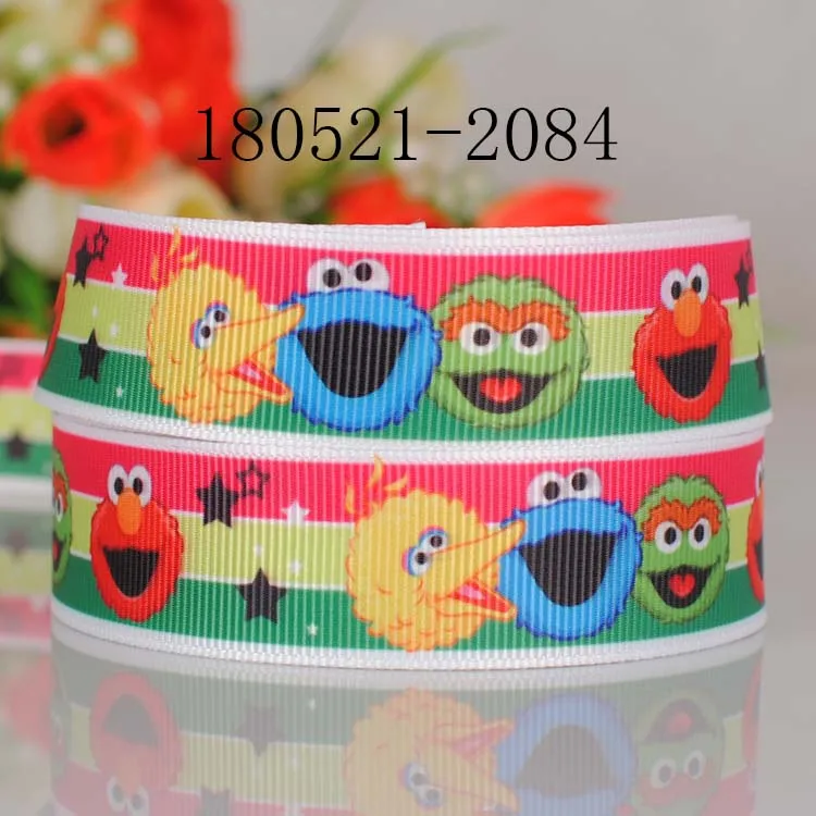 10 ярдов-разные размеры-милая Улица Сезам лента напечатанная Grosgrain мультфильм лента DIY