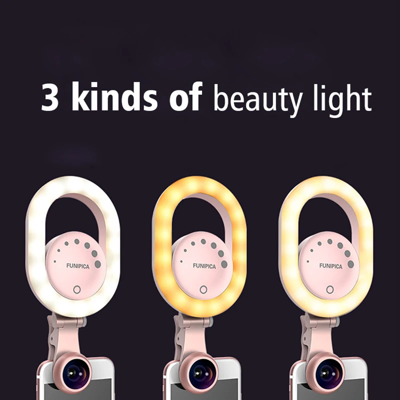 LED Ring Light Beauty Selfie With Wide Angle Lens Macro For iPhone Android Youtube Live Stream Makeup | Электроника