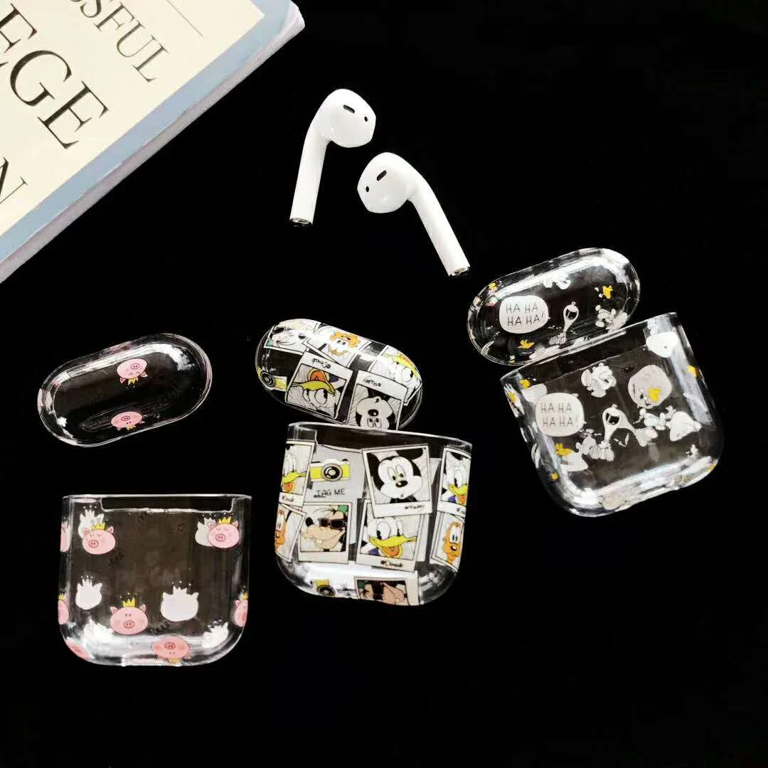 Милый беспроводной чехол для наушников для Airpods чехол s Прозрачный жесткий чехол для Air Pods мультяшный чехол для Airpod зарядное устройство защитная коробка