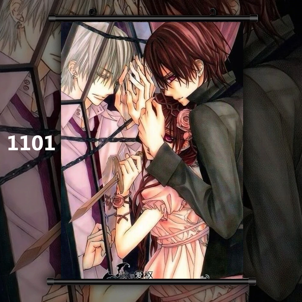 1101 Рыцарь вампира Kuran Kaname Yuki Kiryu Zero Аниме Манга настенный плакат свиток B - Цвет: 1101