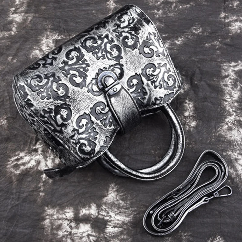 Сумка через плечо из натуральной кожи с тиснеными кисточками винтажная тоут